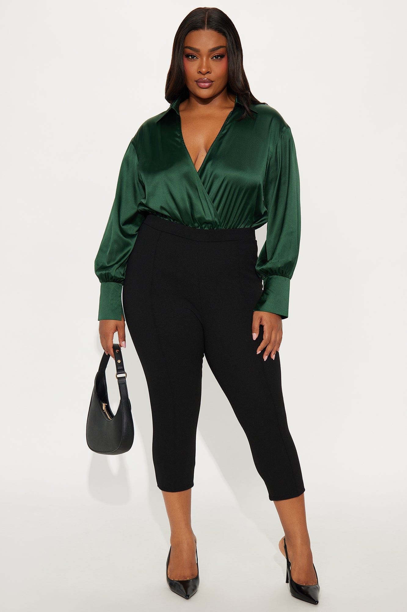 Play It Safe Satin Bodysuit - Hunter