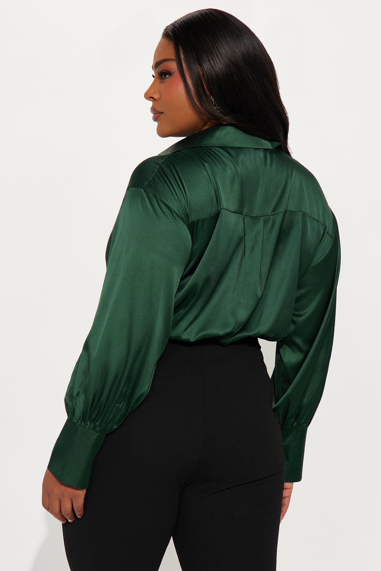 Play It Safe Satin Bodysuit - Hunter