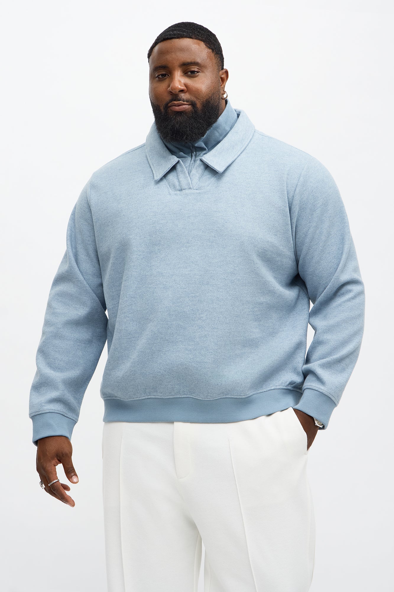 Layered Edit Quarter Zip - Blue