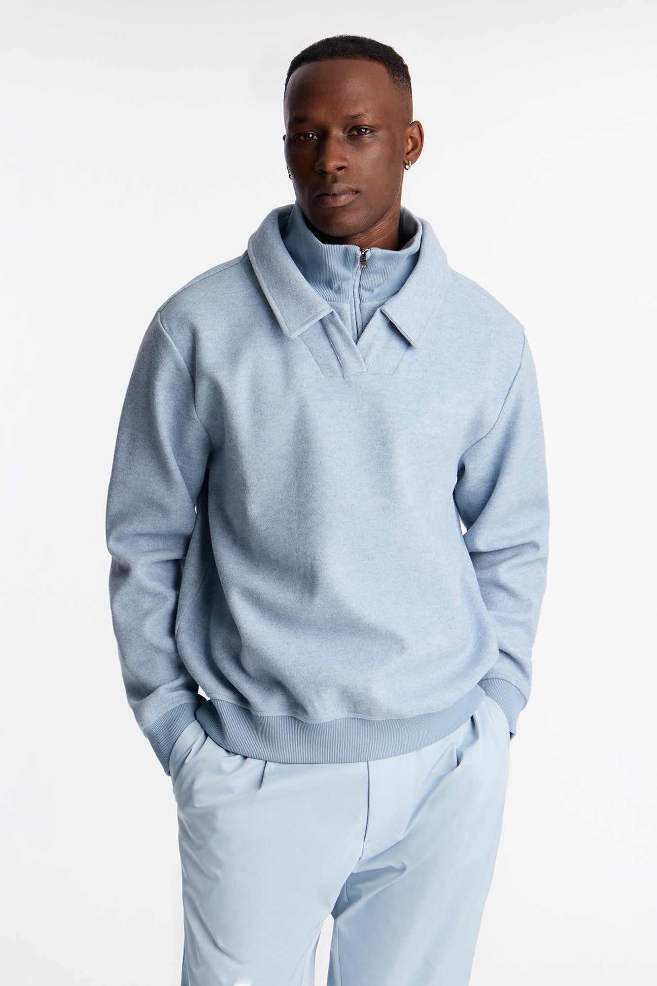 Layered Edit Quarter Zip - Blue