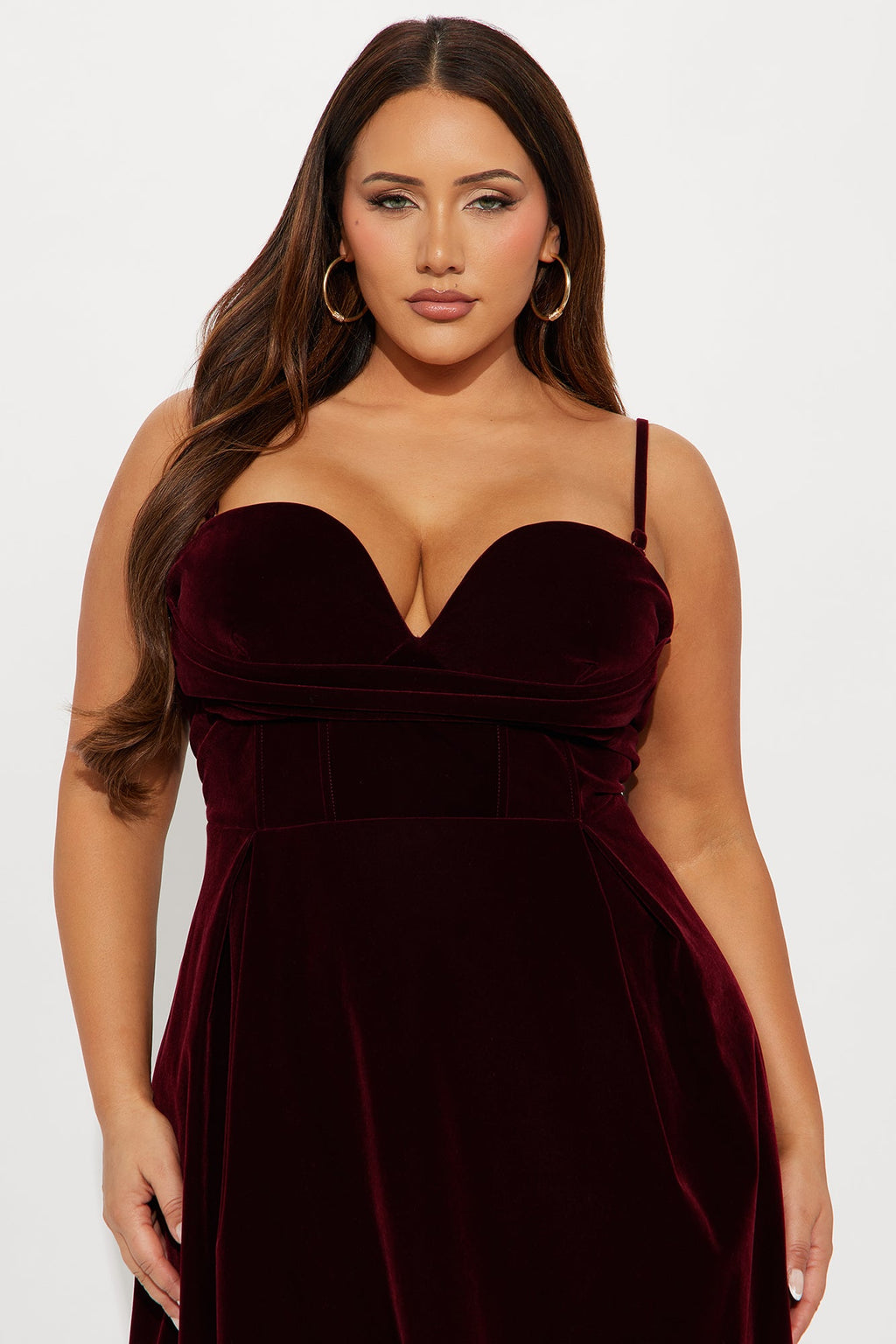 Head Over Heels Velvet Midi Dress - Wine