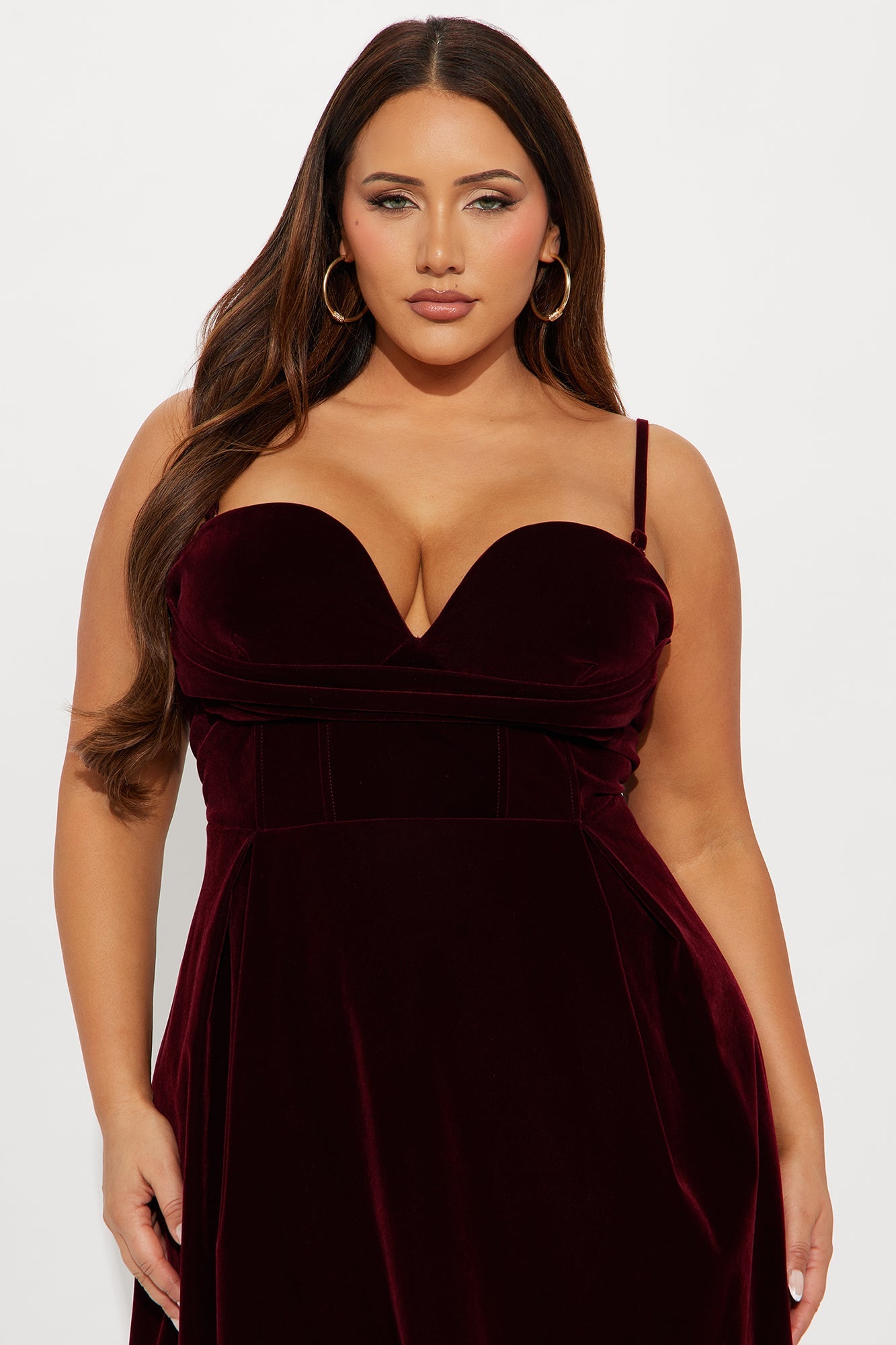 Head Over Heels Velvet Midi Dress - Wine