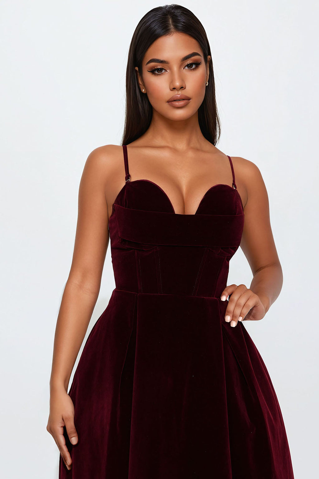 Head Over Heels Velvet Midi Dress - Wine