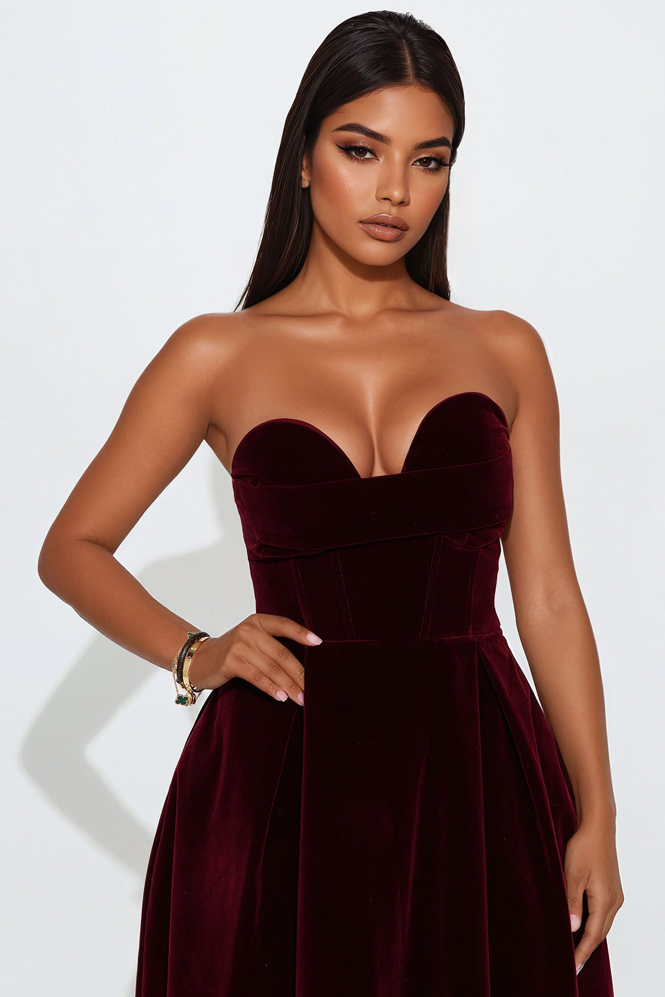 Head Over Heels Velvet Midi Dress - Wine