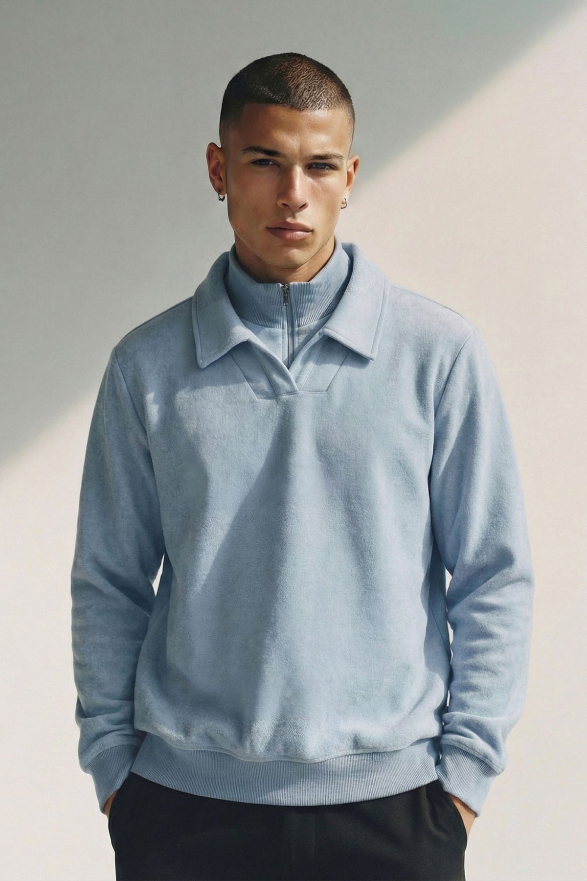 Layered Edit Quarter Zip - Blue