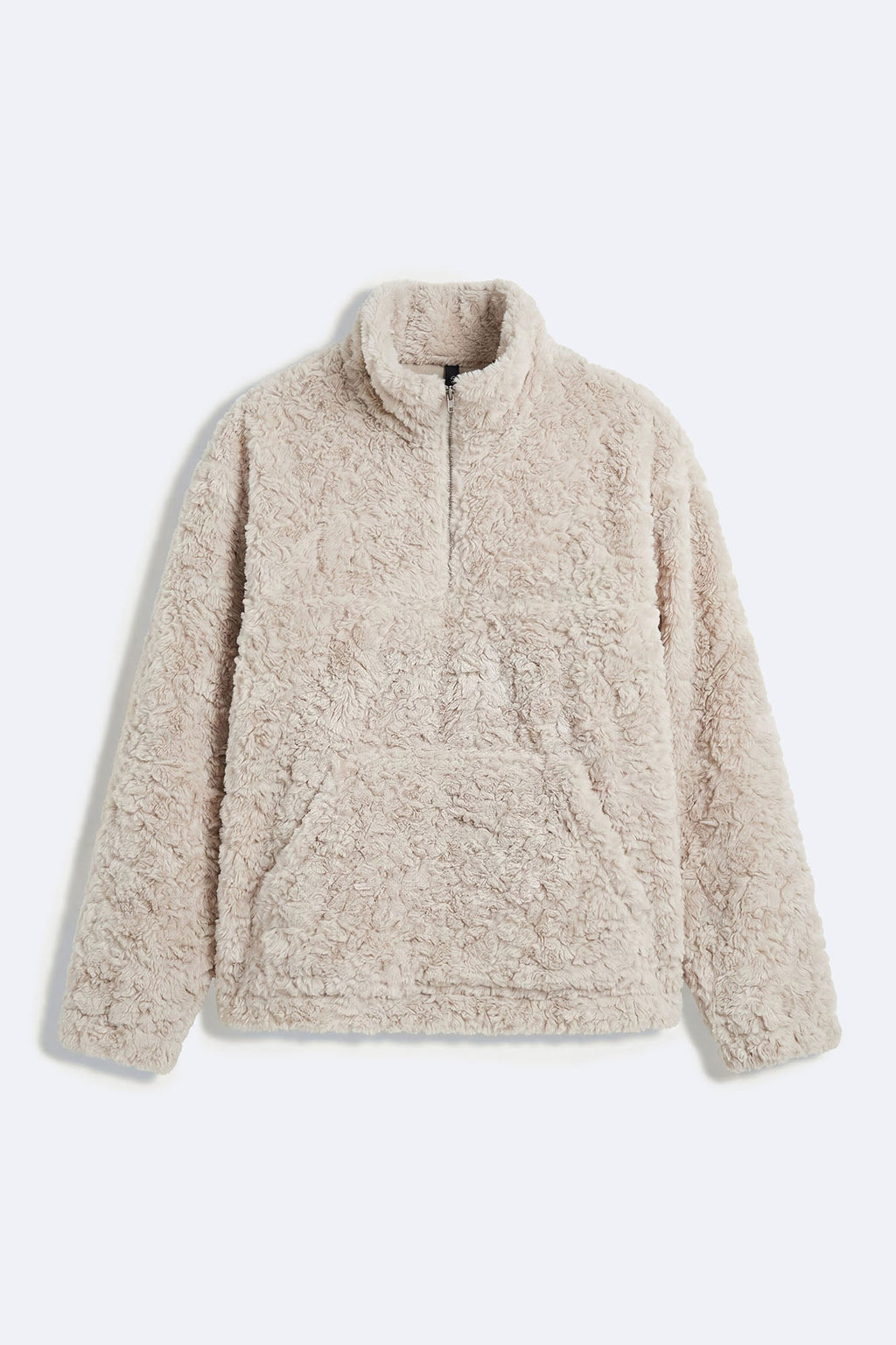 Relaxed Quarter Zip Faux Fur Jacket - Cream